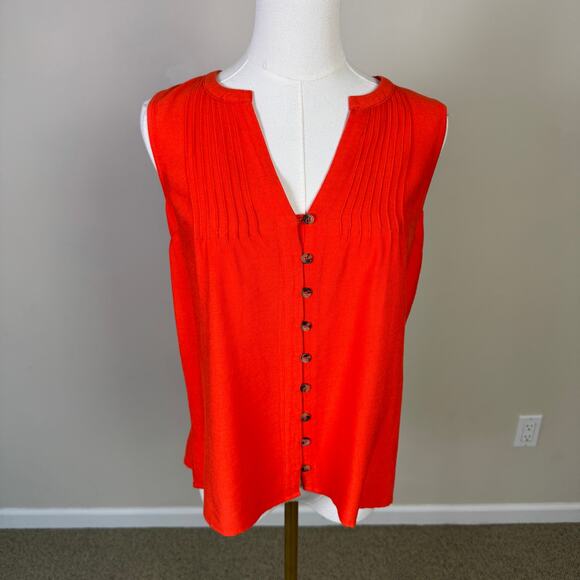 Sanctuary Button Down Sleeveless V NECK Orange Top US Women's S - Picture 2 of 6